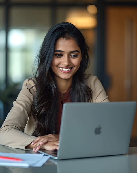 image of a female student in Healthcare Data Analytics and Business Intelligence course of futureace academy