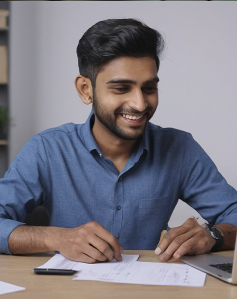 image of a male student in Healthcare Data Analytics and Business Intelligence course of futureace academy