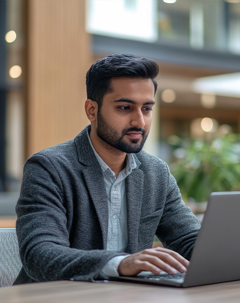 image of a male student in Healthcare Business Development, Marketing, and Analytics course of futureace academy