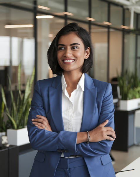 A female student of futureace academy smiling after her first day in Healthcare Data Analytics and Business Intelligence class